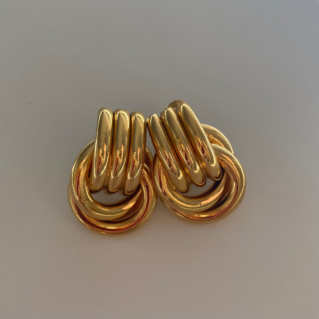 Vintage Napier Gold Tone Knot Earrings