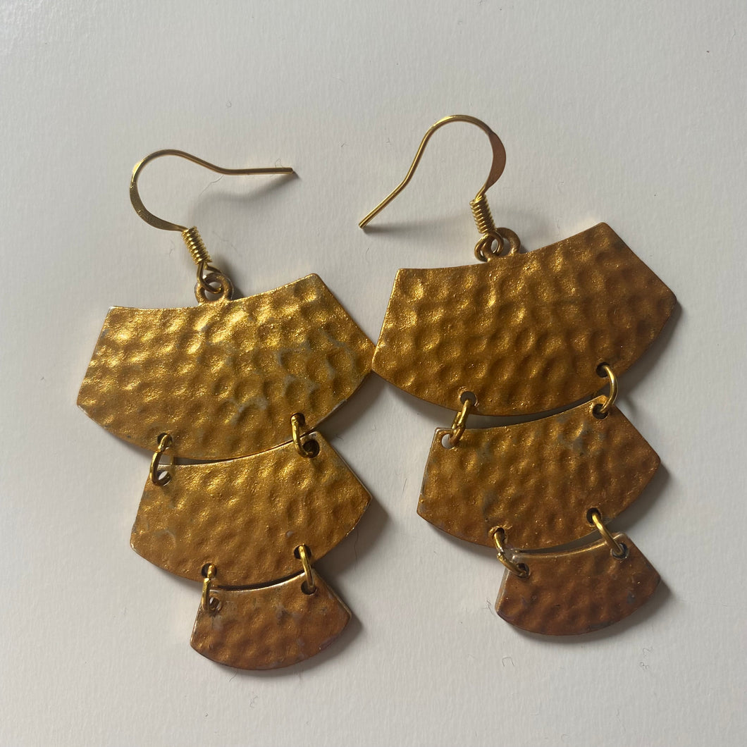 Preloved Tiered Gold Tone Earrings