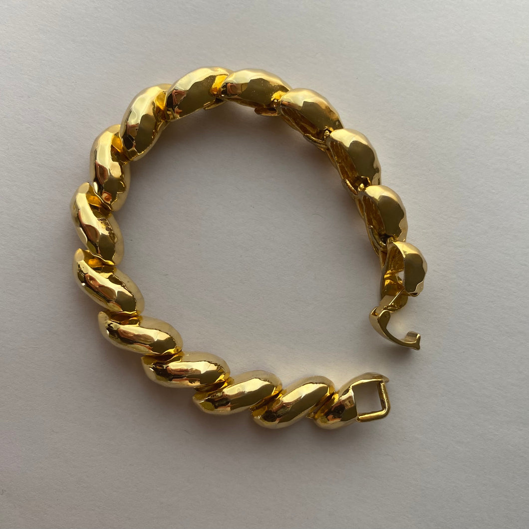 Vintage Hammered Gold Tone Bracelet