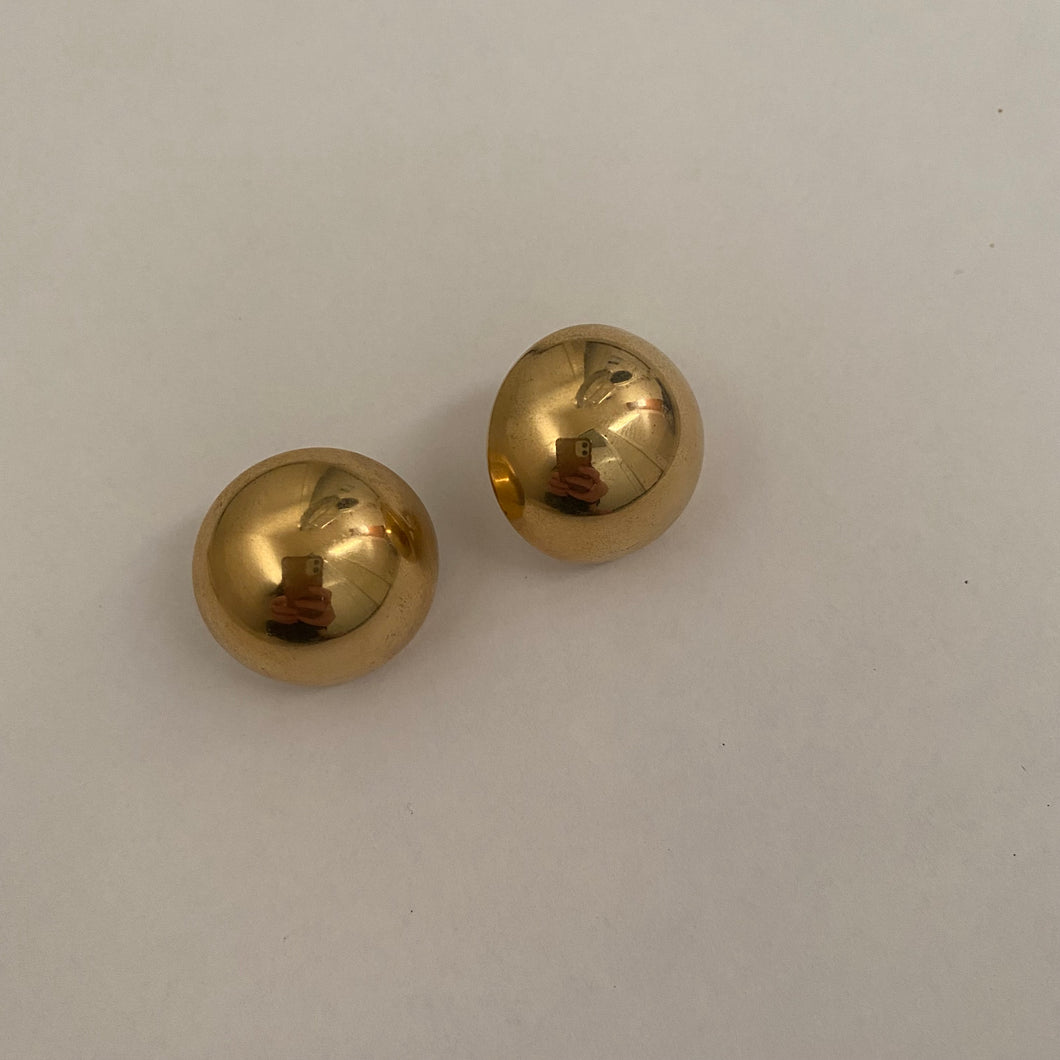 1980s/90s Avon Vintage Gold Tone Chunky Dome Clip On Earrings