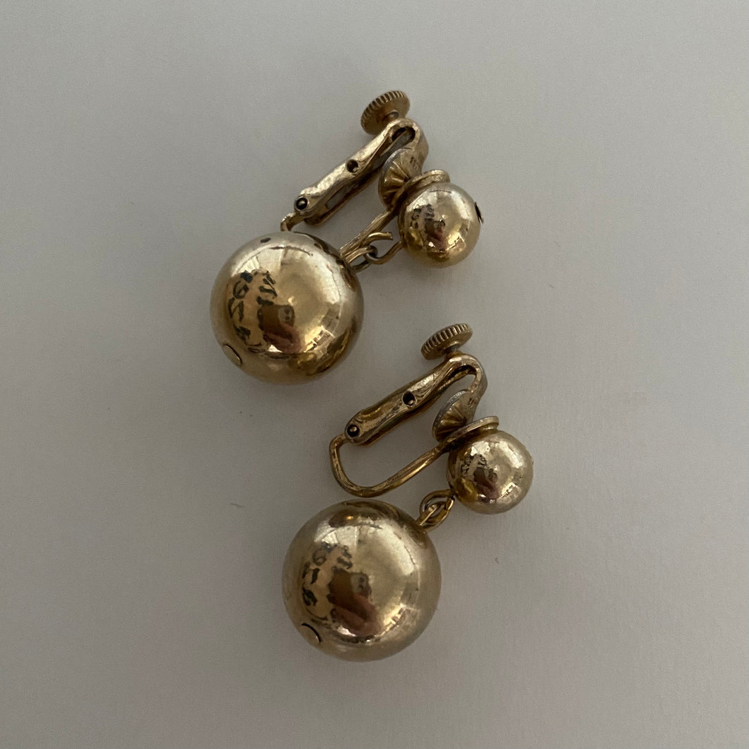 Corocraft Vintage Gold Tone Ball Drop Earrings