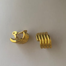 Load image into Gallery viewer, 1970s/1980s Vintage Monet Gold Tone Wave Clip On Earrings
