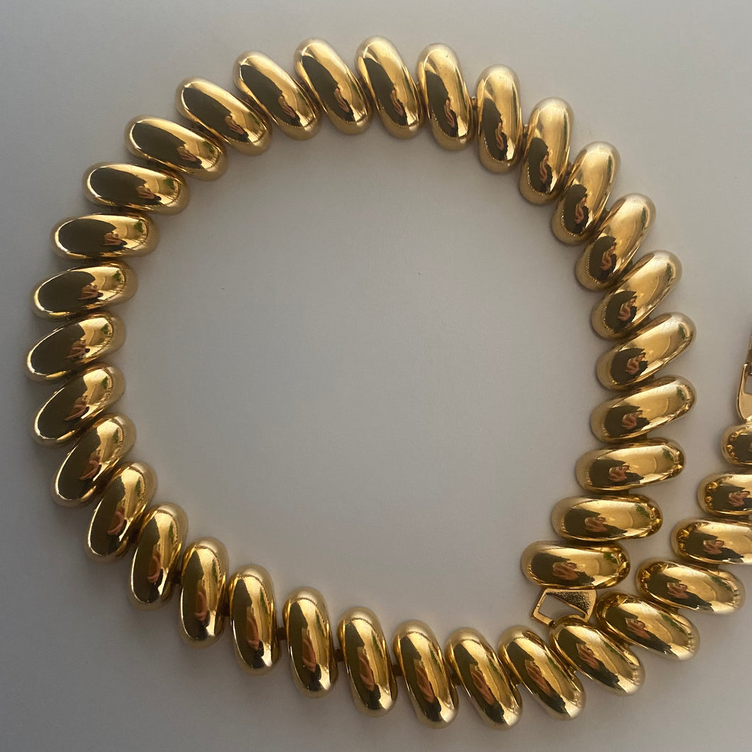 1980s Vintage Napier Gold Tone Curve Link Chain